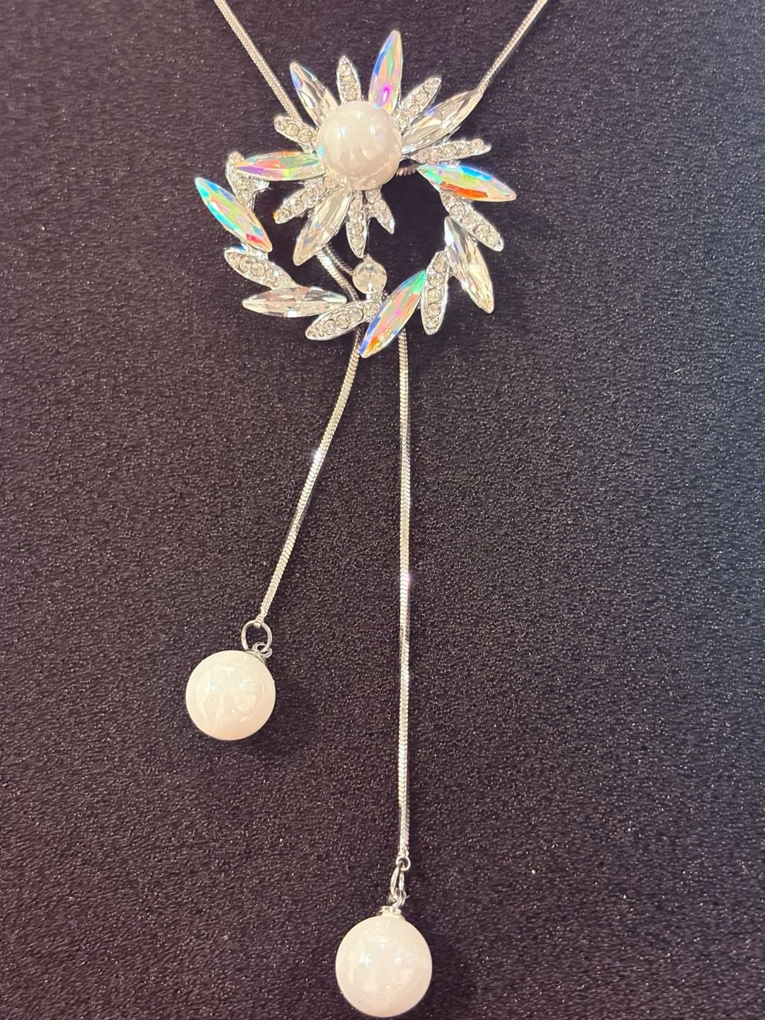 Crystal Flower Lariat Necklace 4
