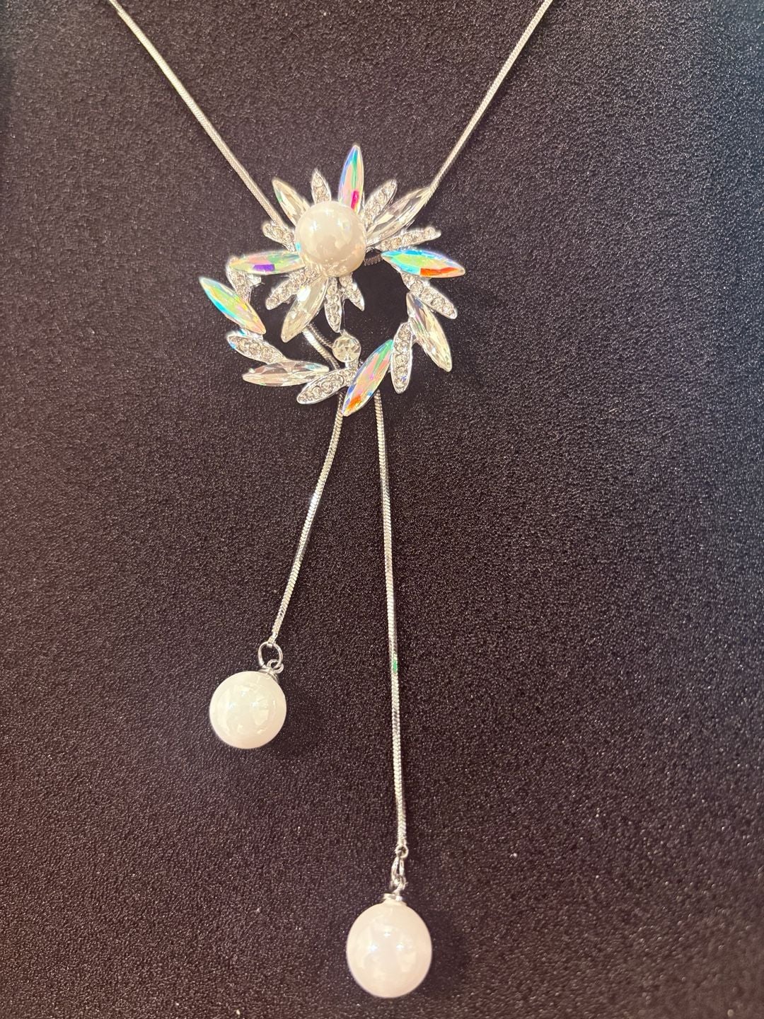 Crystal Flower Lariat Necklace 5