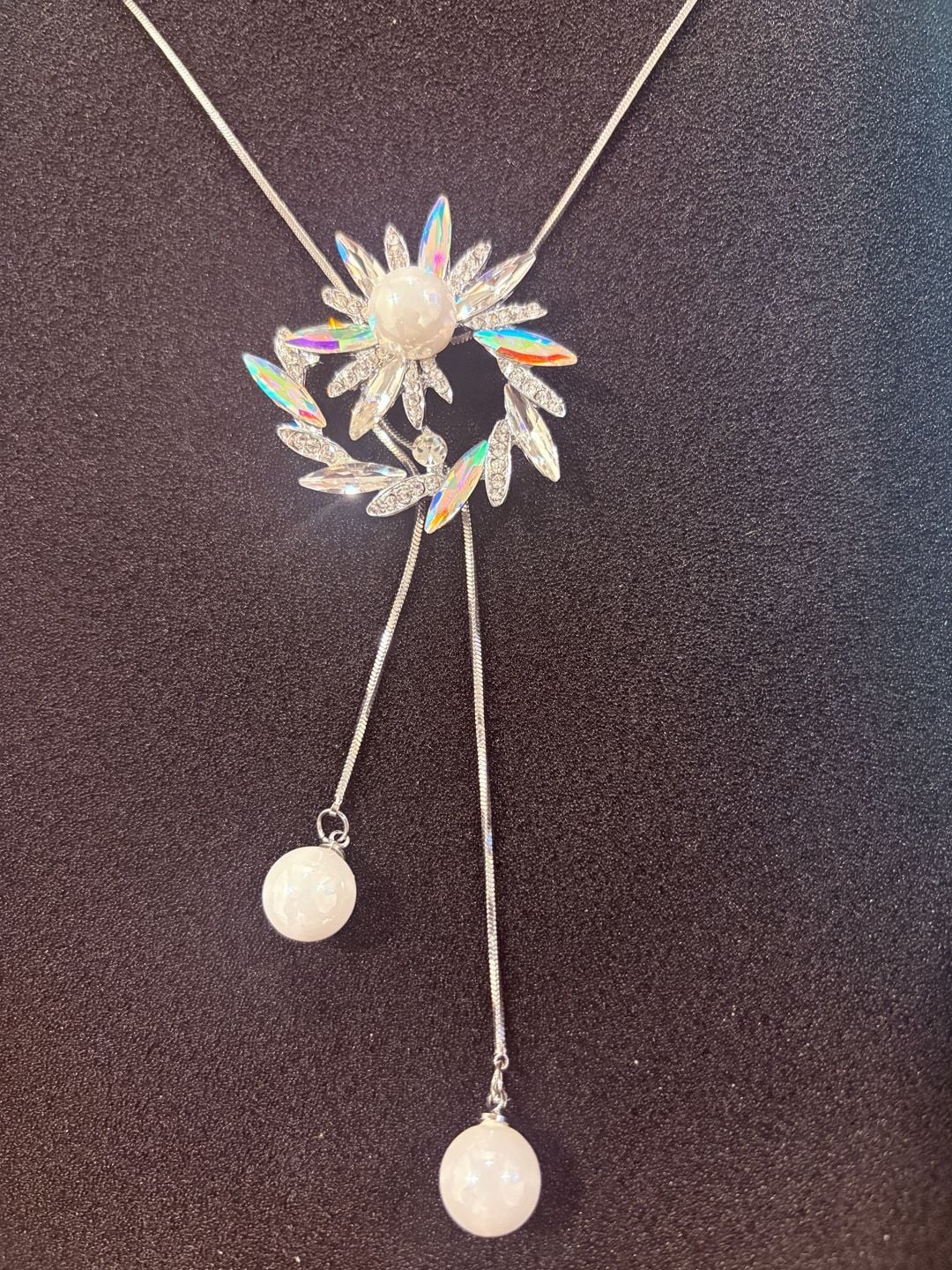 Crystal Flower Lariat Necklace 6