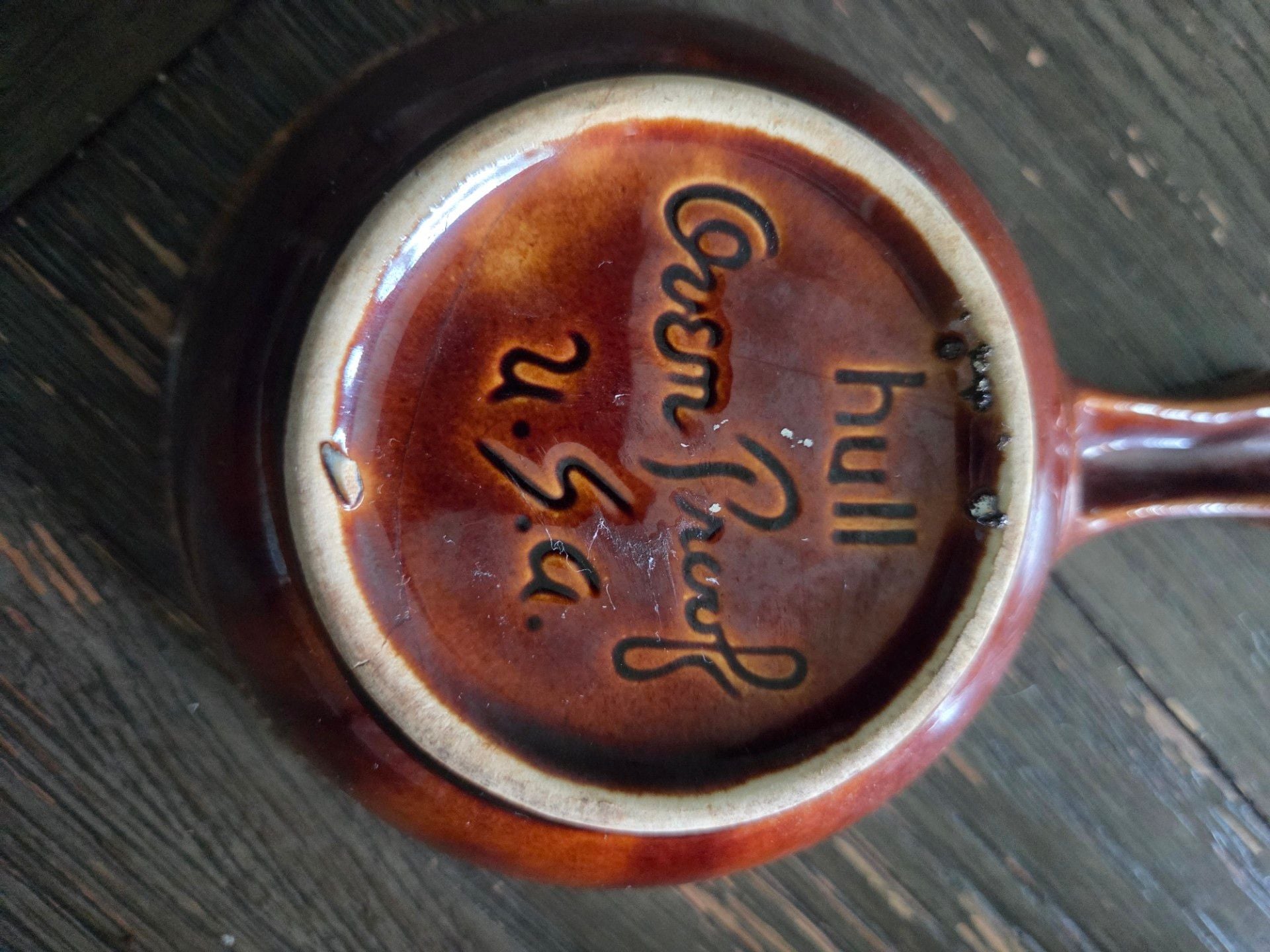 Hull Oven Proof USA Brown Drip Glaze Handled Soup Crock Bowl 2
