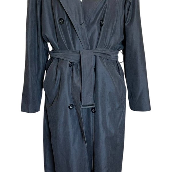 London Fog Limited Edition Trench Coat Size 10 Black Hooded Belted