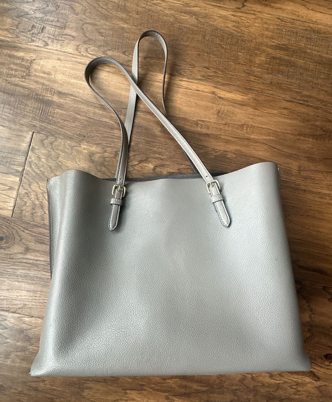 Coach Mollie Large Tote Grey Pebbled Leather Handbag 9