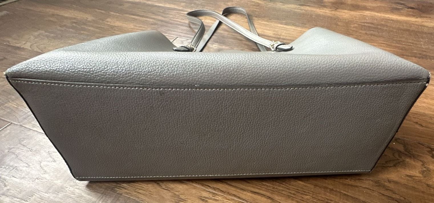 Coach Mollie Large Tote Grey Pebbled Leather Handbag 10