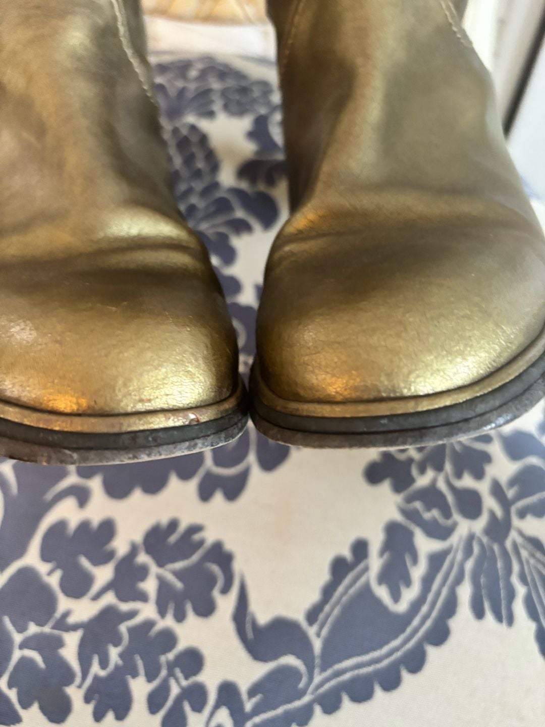 Chanel Metallic Gold Leather CC Tall Boots 10