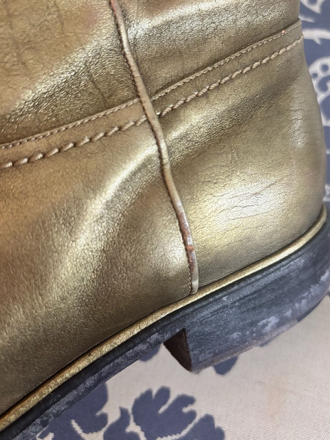 Chanel Metallic Gold Leather CC Tall Boots 16