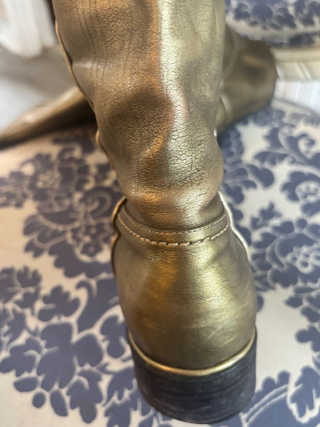 Chanel Metallic Gold Leather CC Tall Boots 17