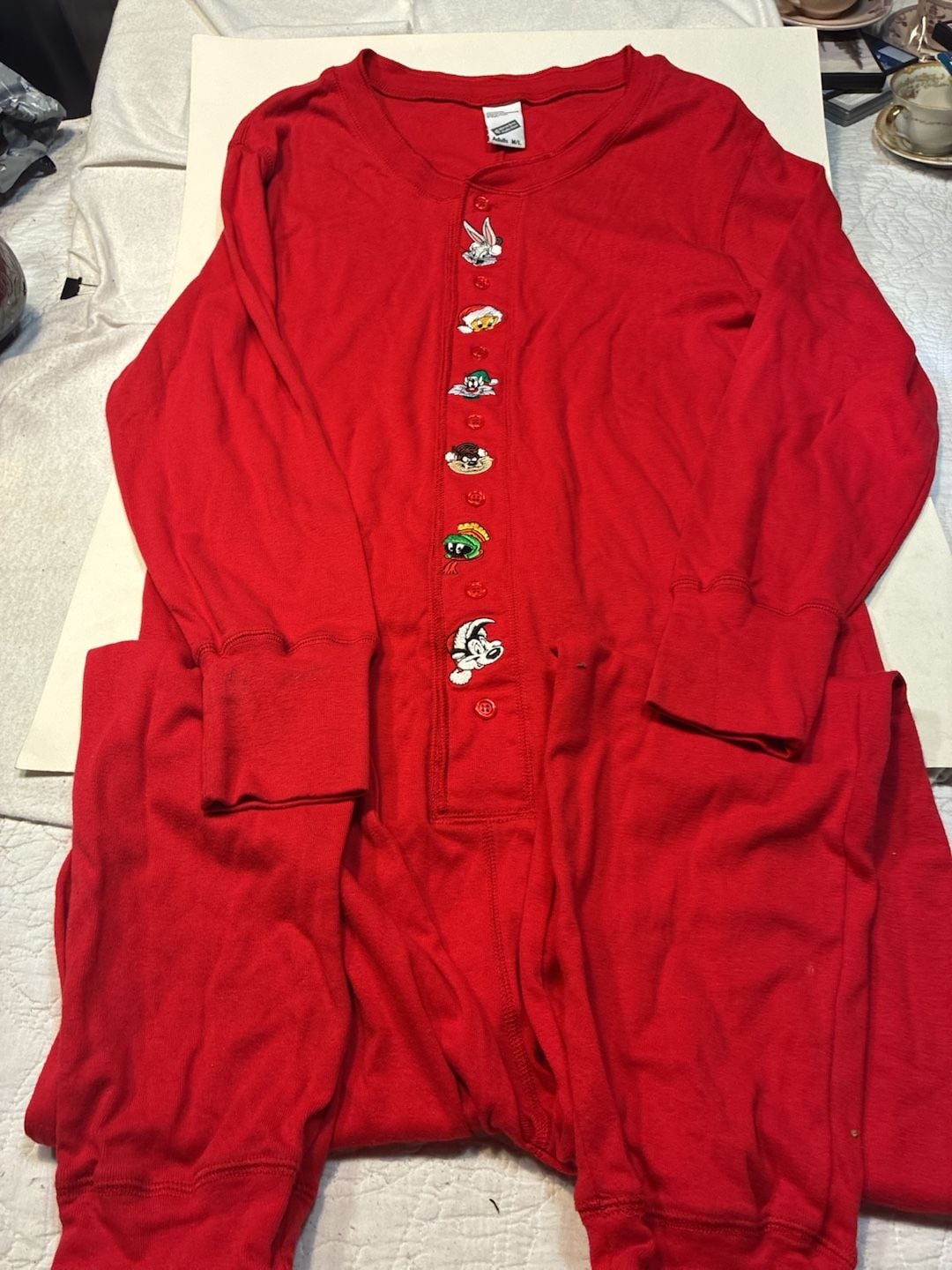 Warner Bros. Studio Store Looney Tunes Pajama Jumpsuit Size M/L Red 1