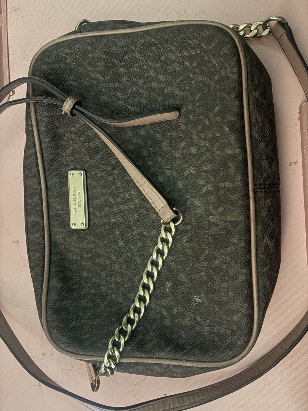 Michael Kors Jet Set Signature Crossbody Bag Brown PVC Monogram 4