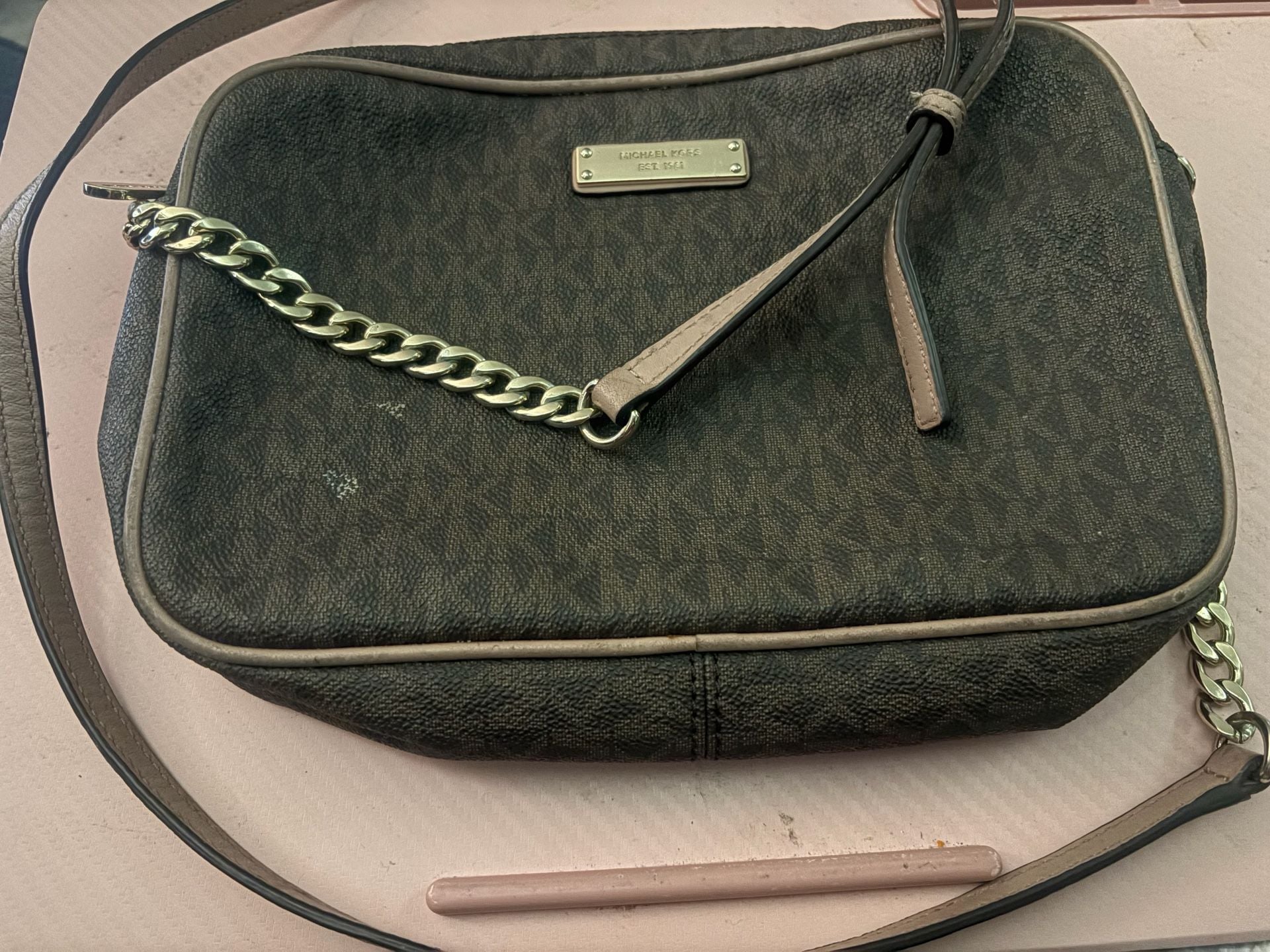 Michael Kors Jet Set Signature Crossbody Bag Brown PVC Monogram 5