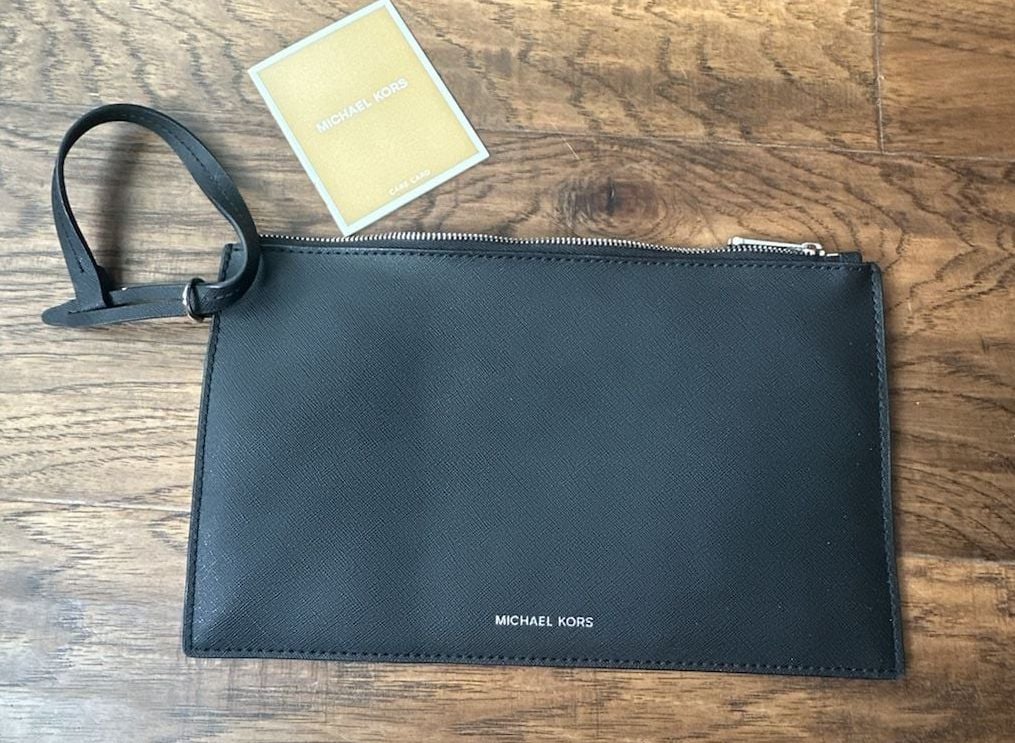 Michael Kors Saffiano Leather Wristlet Pouch Black 3