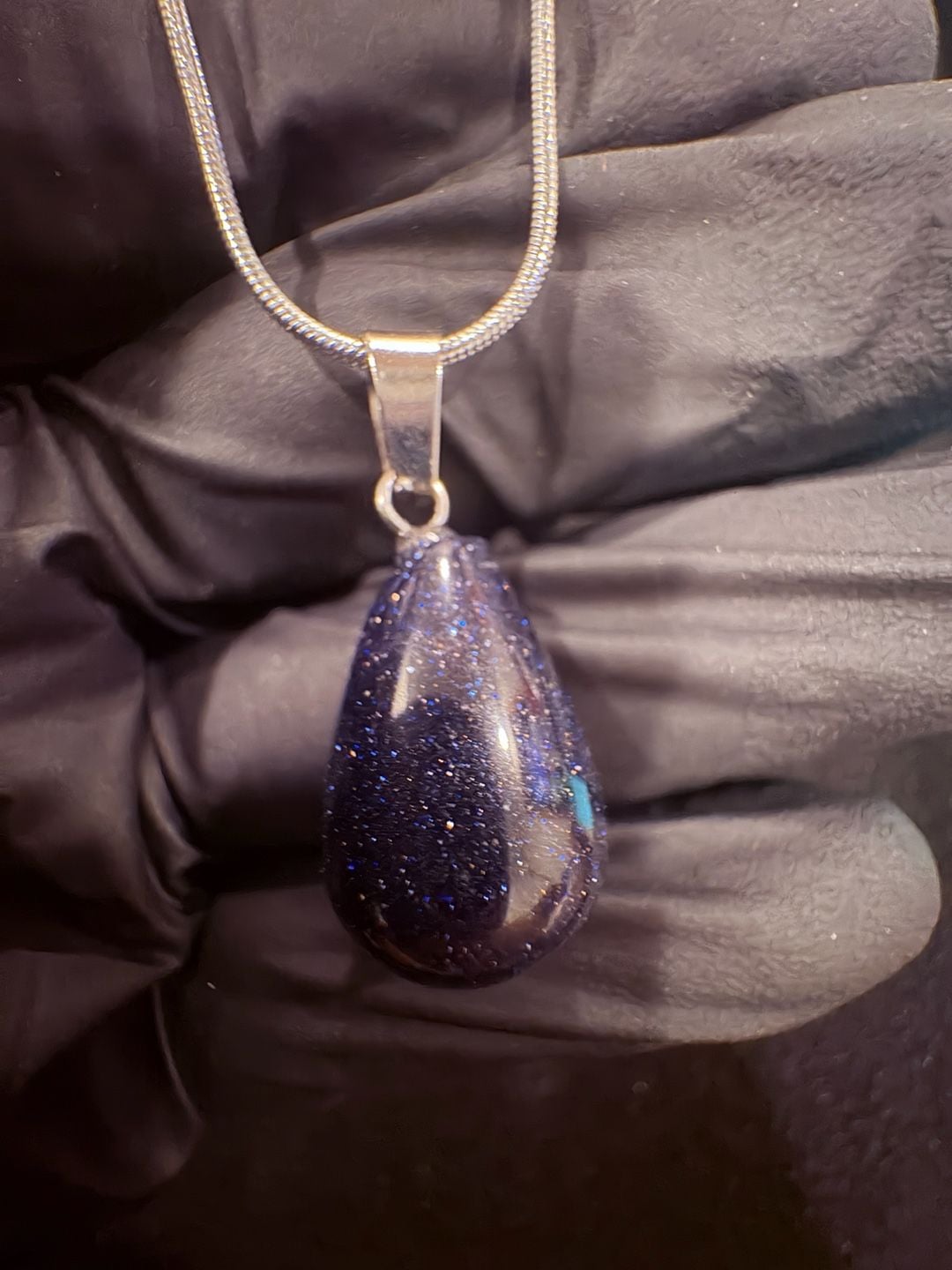 Blue Sandstone Pendant Necklace 3