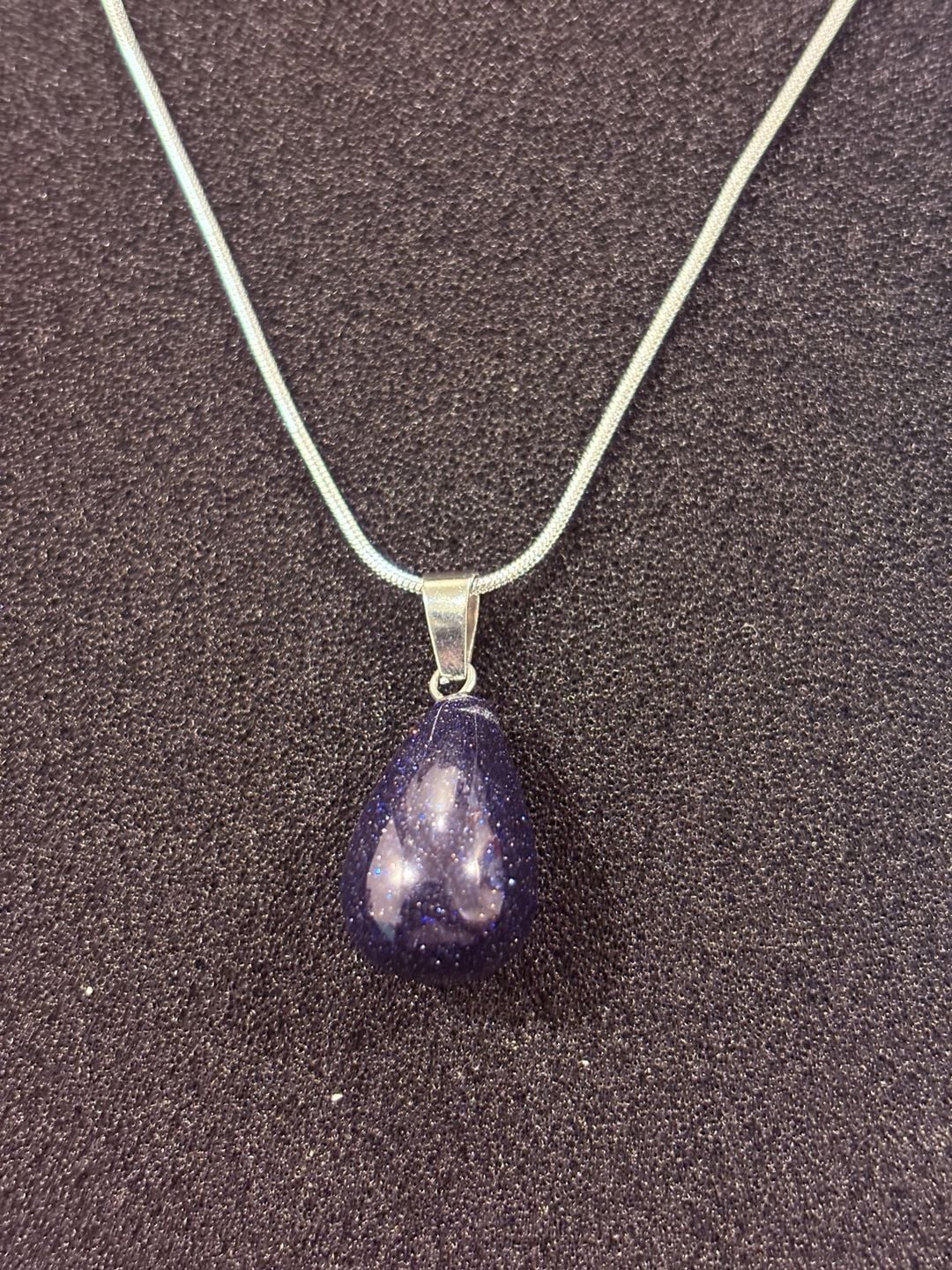 Blue Sandstone Pendant Necklace 4