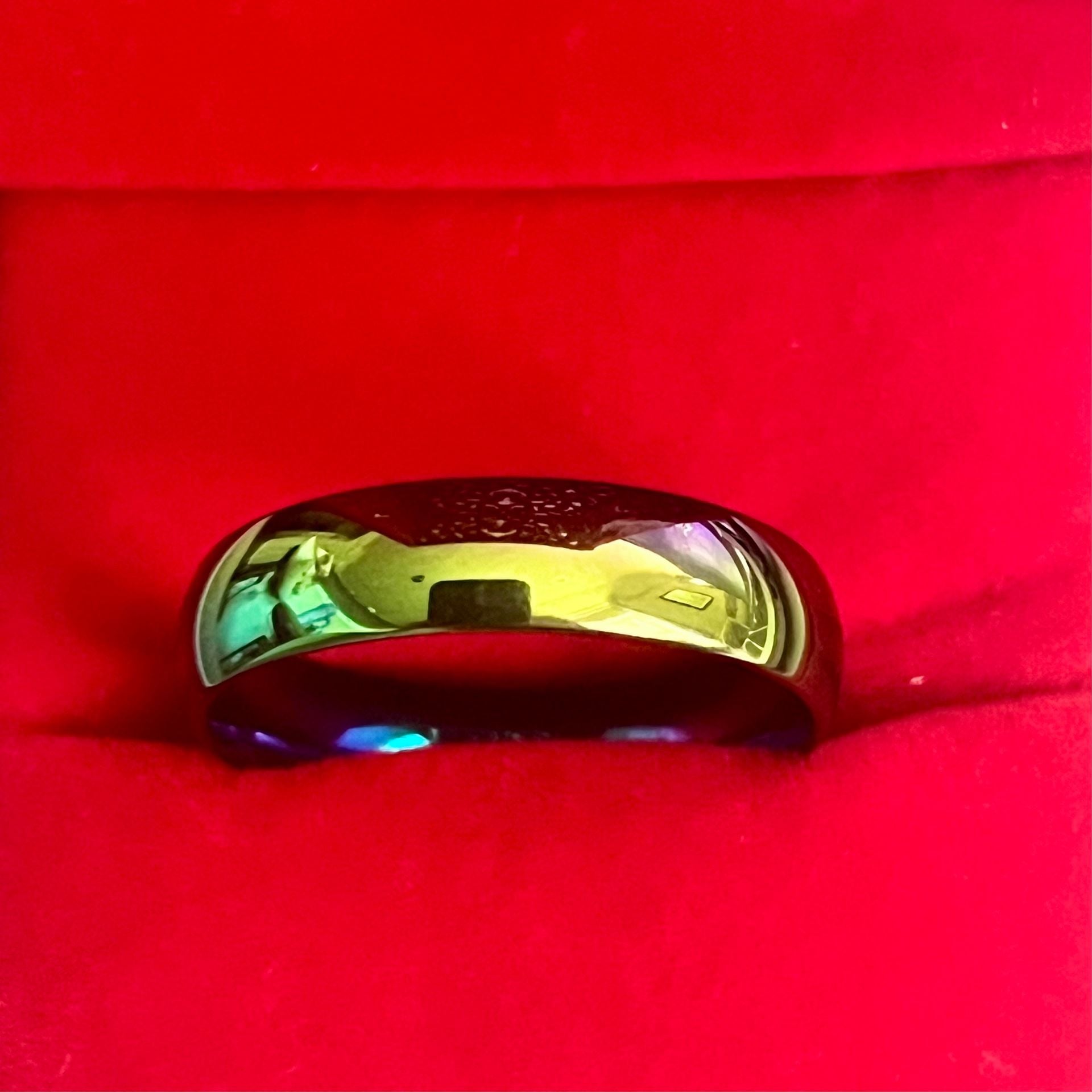 Classic Titanium Rainbow Multi-Color Wedding 6mm Band Ring Size 13 1