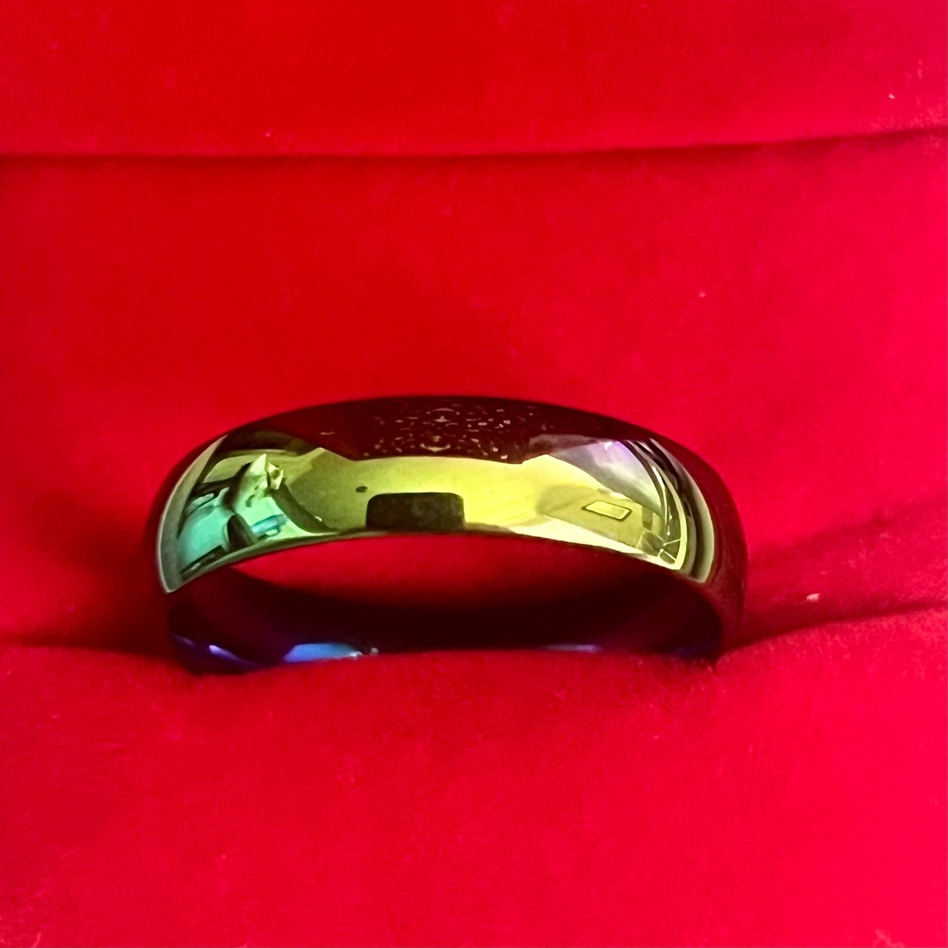Classic Titanium Rainbow Multi-Color Wedding 6mm Band Ring Size 13 2