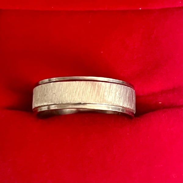 Brushed Groove Titanium Steel Silver 6mm Band Wedding Ring Size 12