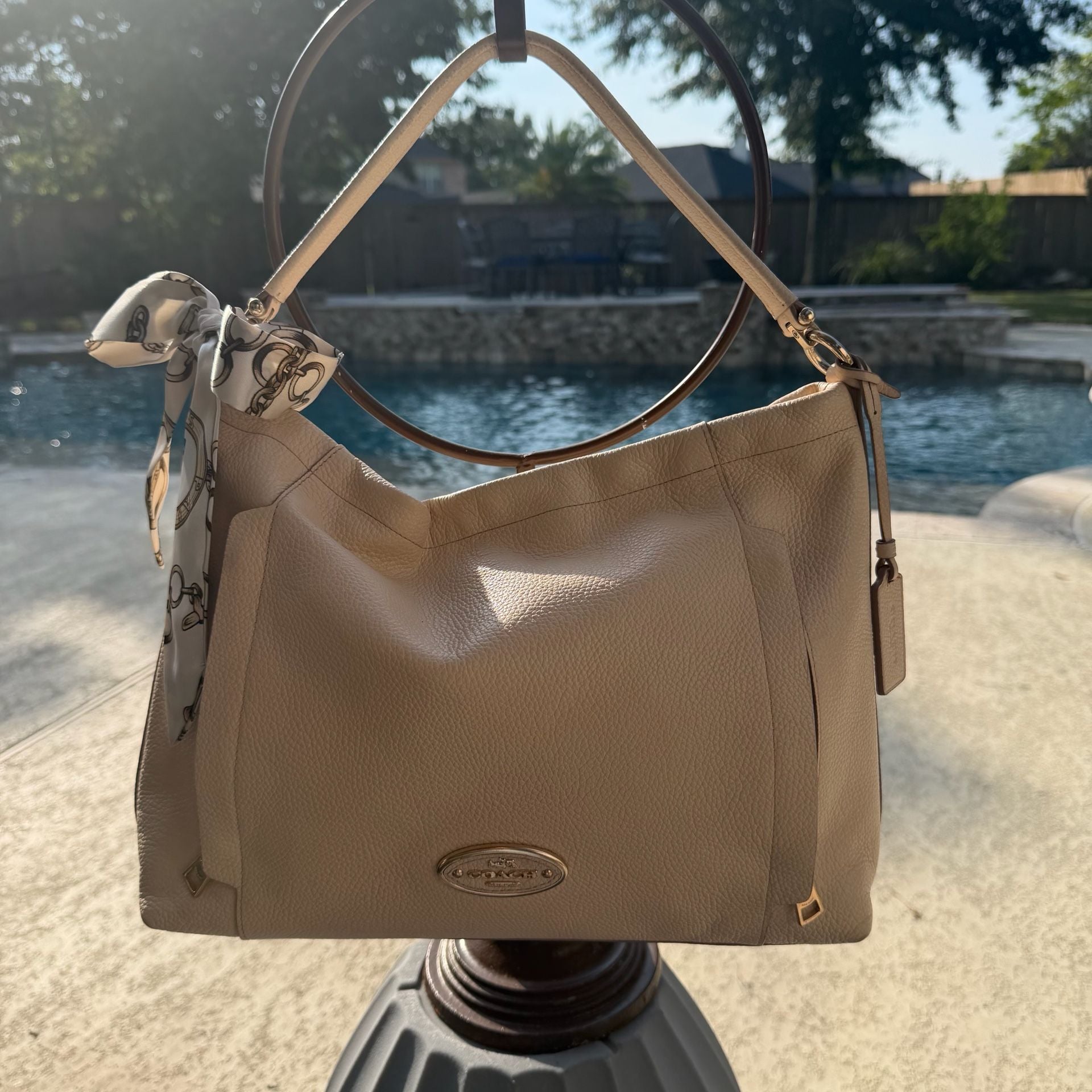 Coach Scout Hobo Leather Shoulder Bag Tan 2