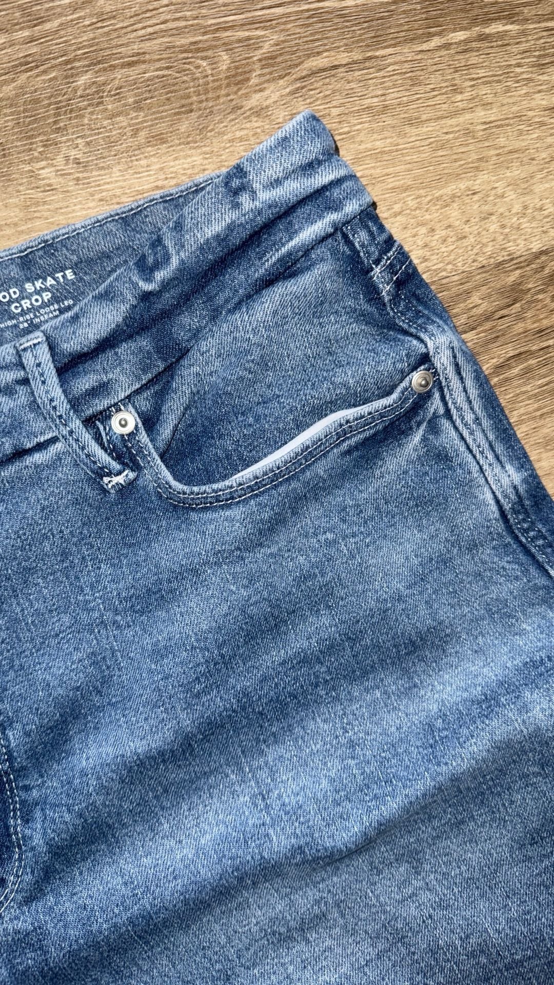 Good American Good Skate Crop Size 14 / 32 High Rise Loose Leg Jeans 3