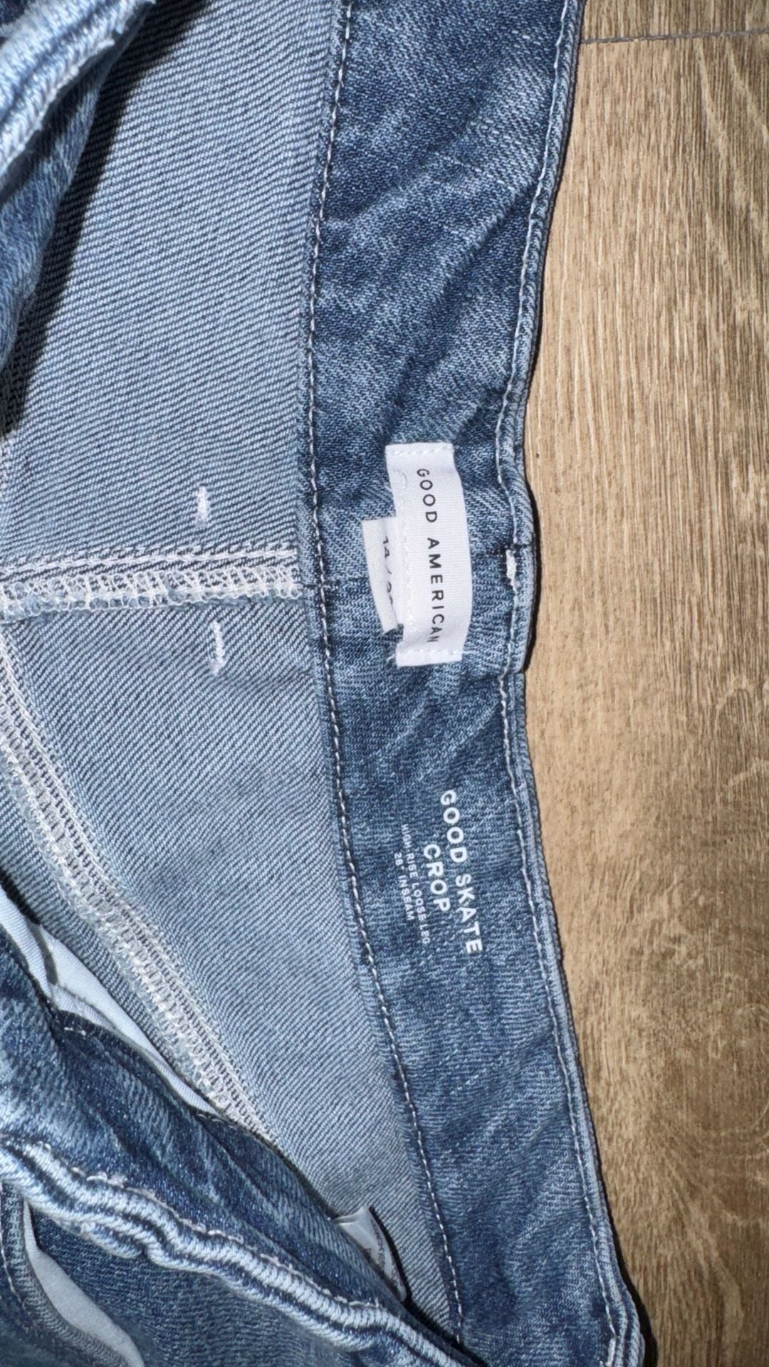 Good American Good Skate Crop Size 14 / 32 High Rise Loose Leg Jeans 4