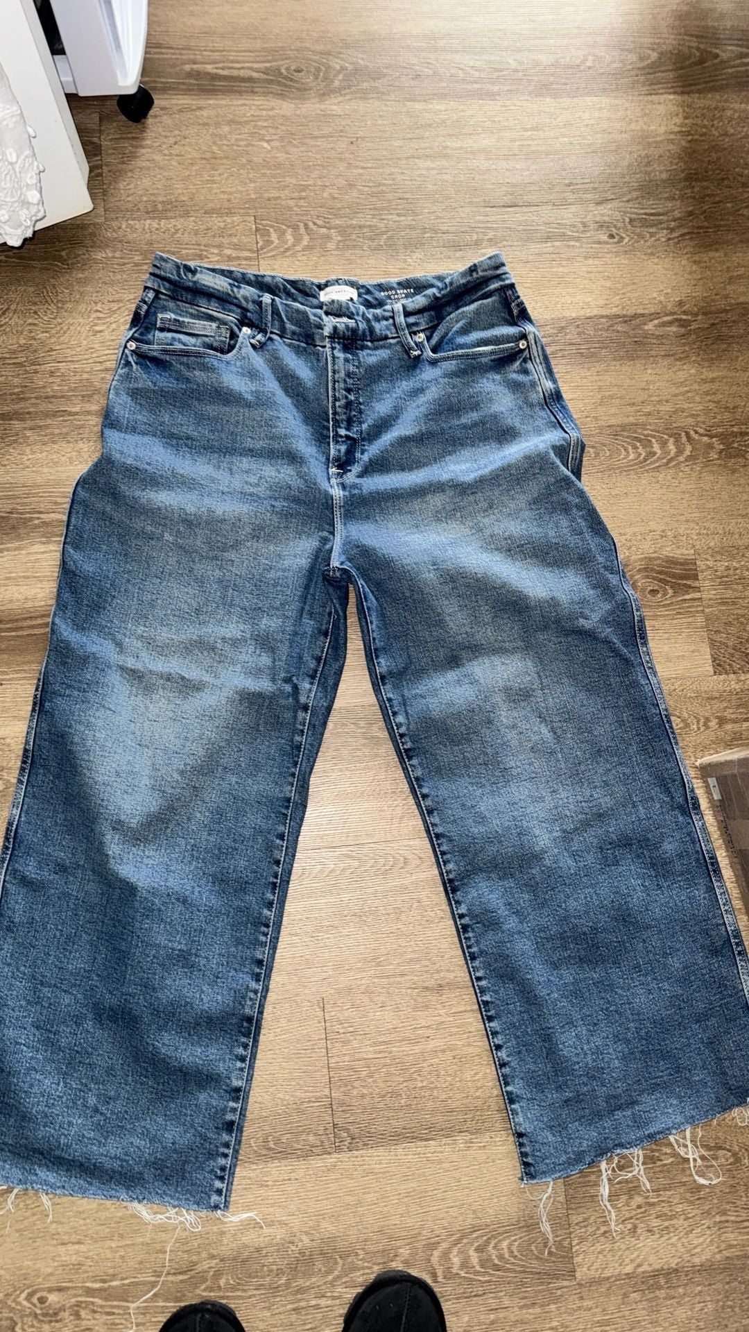 Good American Good Skate Crop Size 14 / 32 High Rise Loose Leg Jeans 2