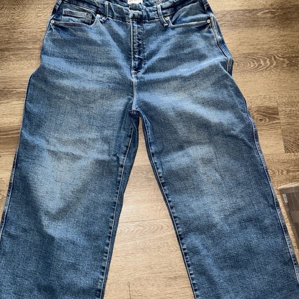 Good American Good Skate Crop Size 14 / 32 High Rise Loose Leg Jeans