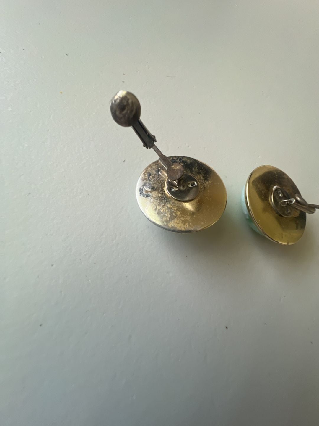Vintage Green Enamel Dome Clip-On Earrings 4