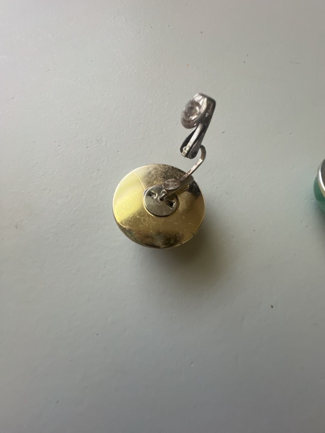 Vintage Green Enamel Dome Clip-On Earrings 5