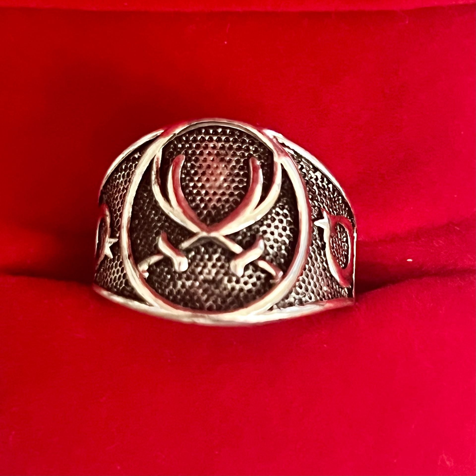 Zulfiqar Crossed Sword Ring Silver Turkish Style Adjustable Size 9-14 2