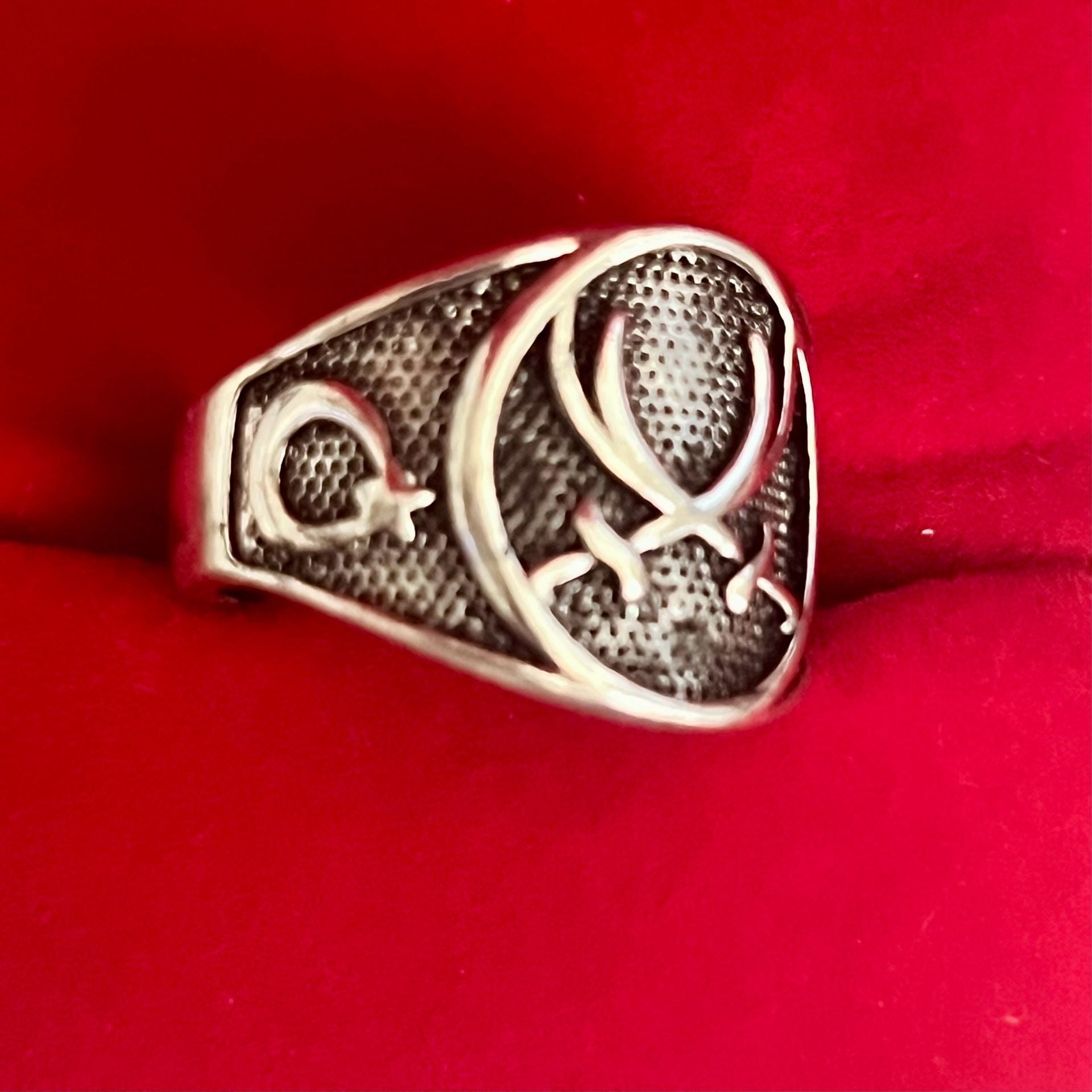 Zulfiqar Crossed Sword Ring Silver Turkish Style Adjustable Size 9-14 3