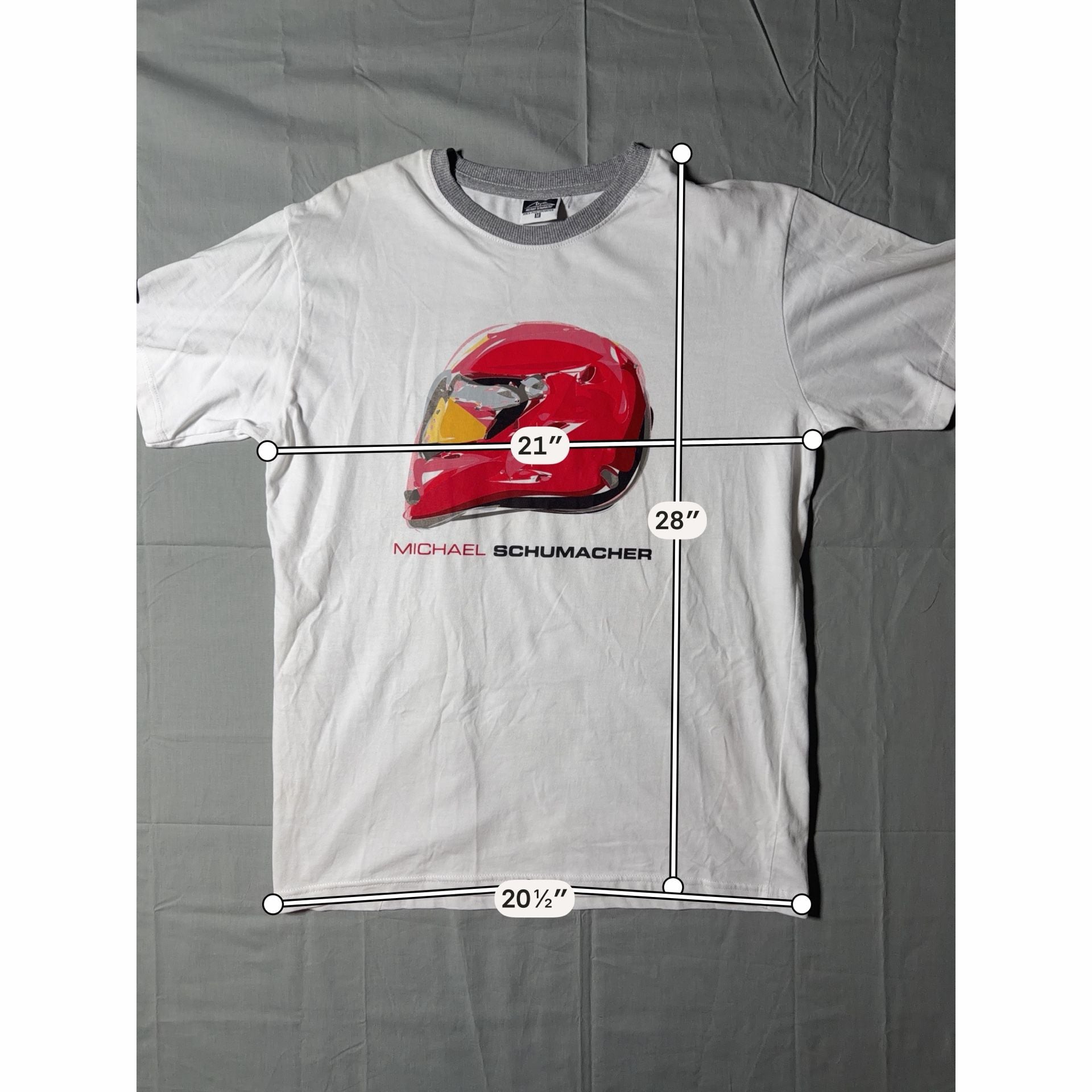 Michael Schumacher T-Shirt Size M White Helmet Graphic 8