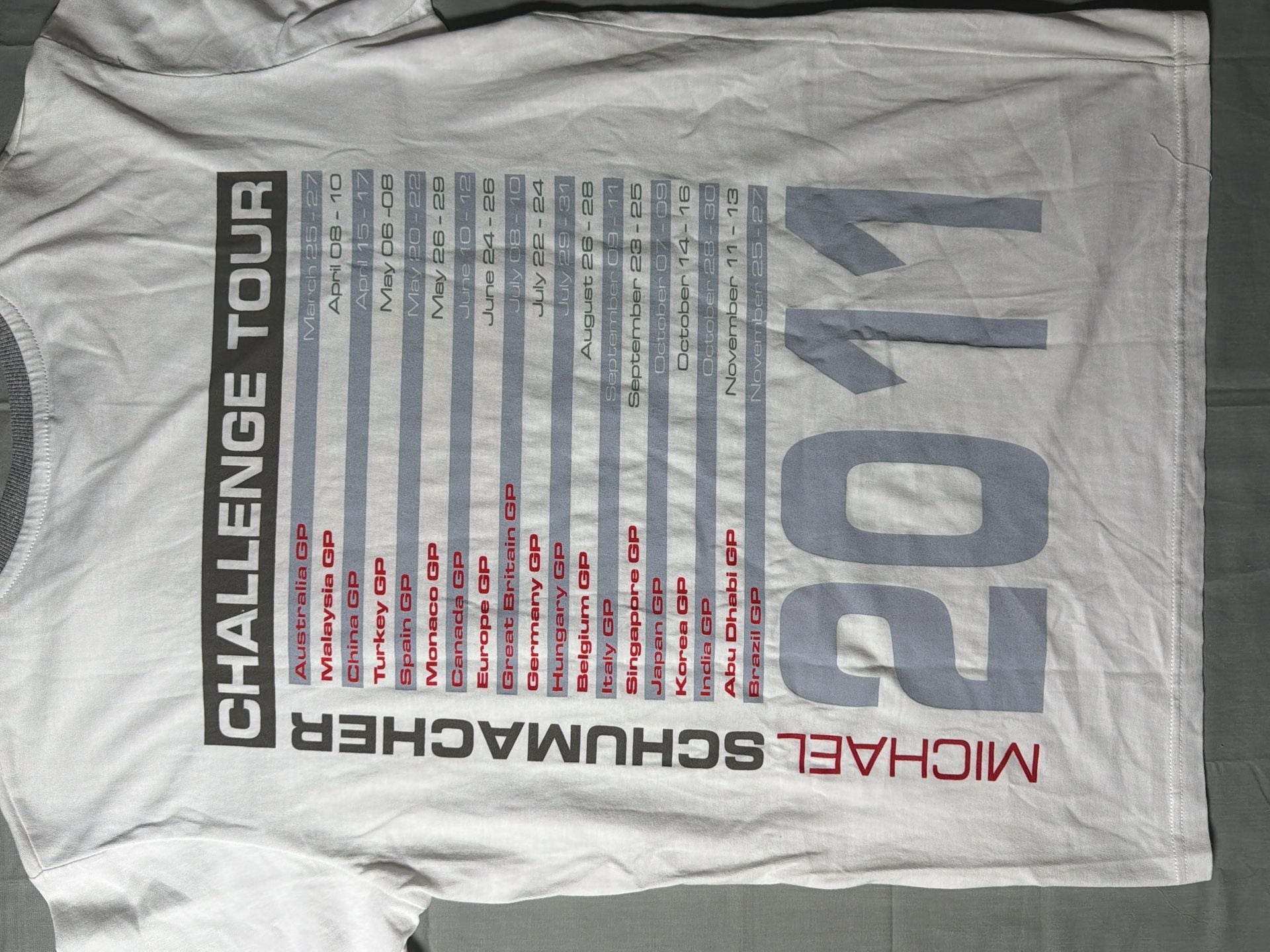Michael Schumacher T-Shirt Size M White Helmet Graphic 10