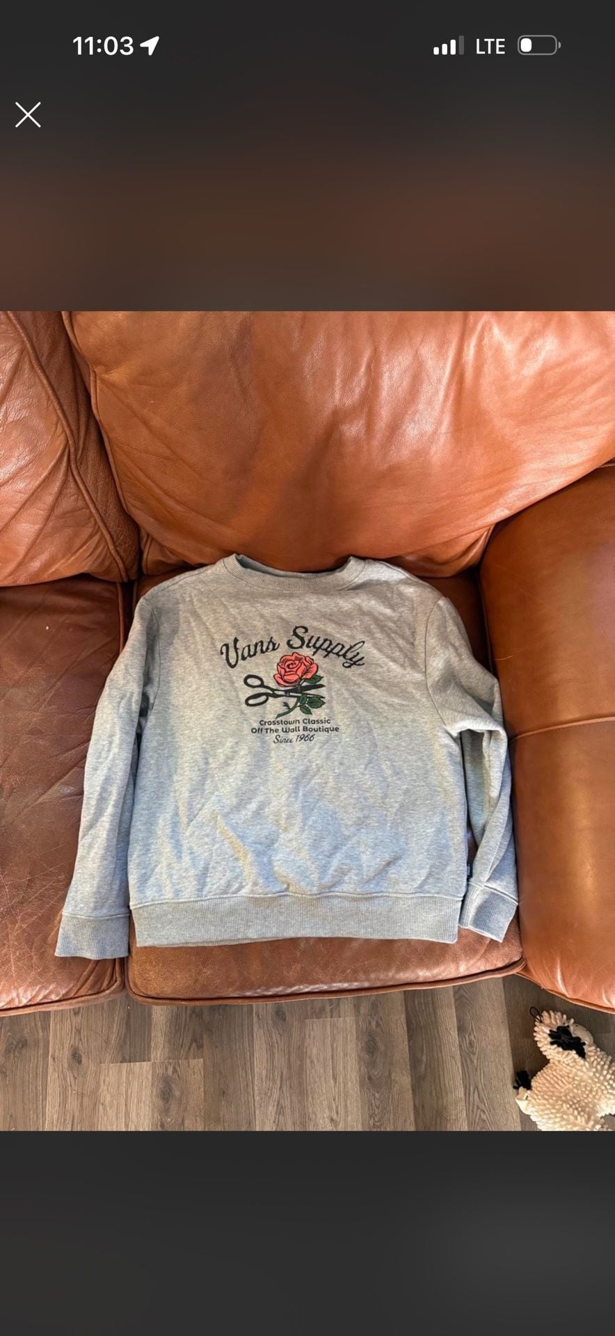 Vans Supply Rose & Scissors Crewneck Sweatshirt Gray 2