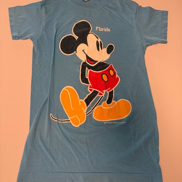 Sherry Mickey Mouse Florida T-Shirt Small Blue Vintage Single Stitch