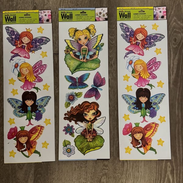 Main Street Wall Creations Fairies Wall Decals Jumbo Stickers Set of 3