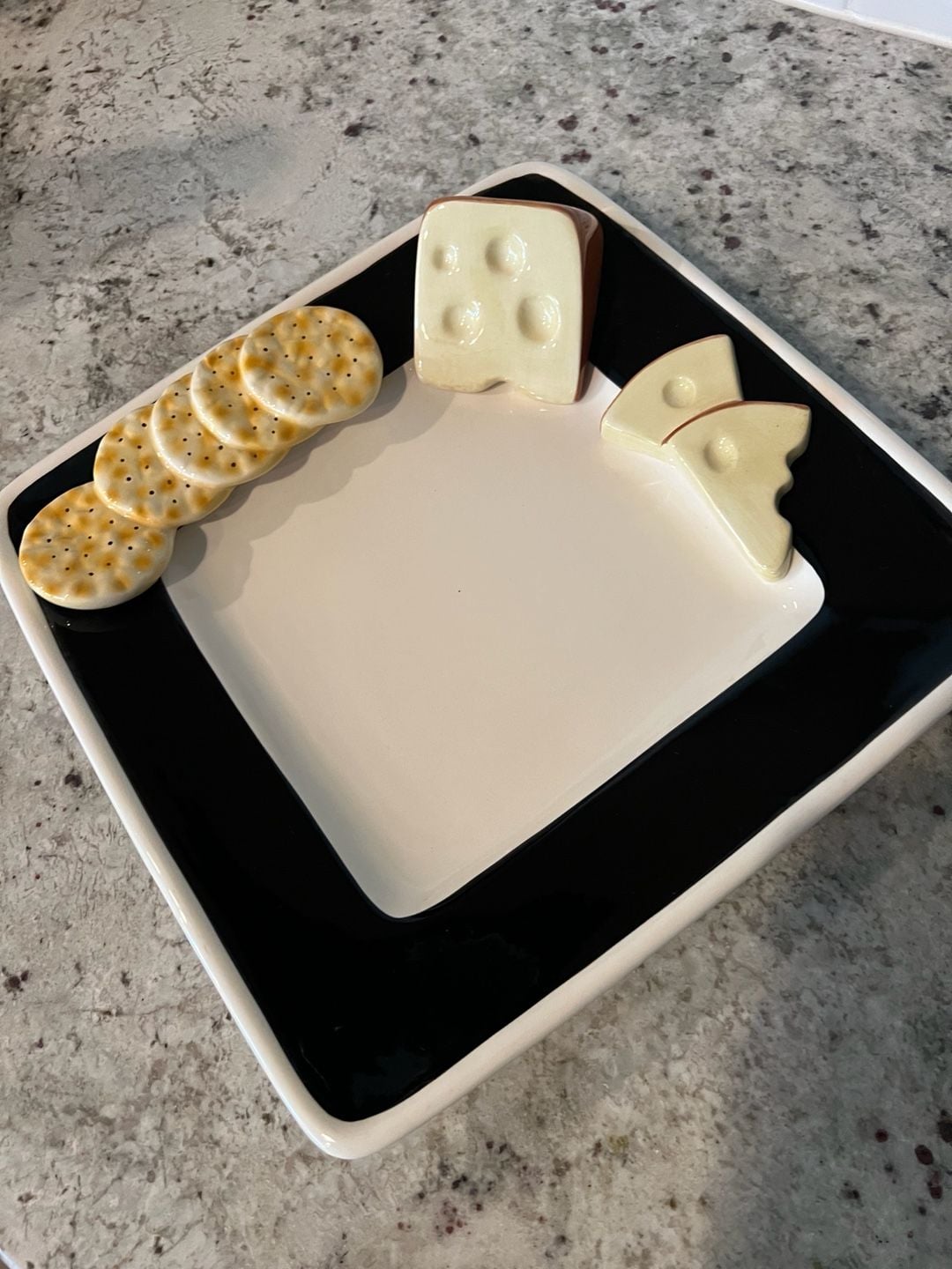 Vintage Swoozie's Cheese And Crackers Ceramic Appetizer Serving Platter 1