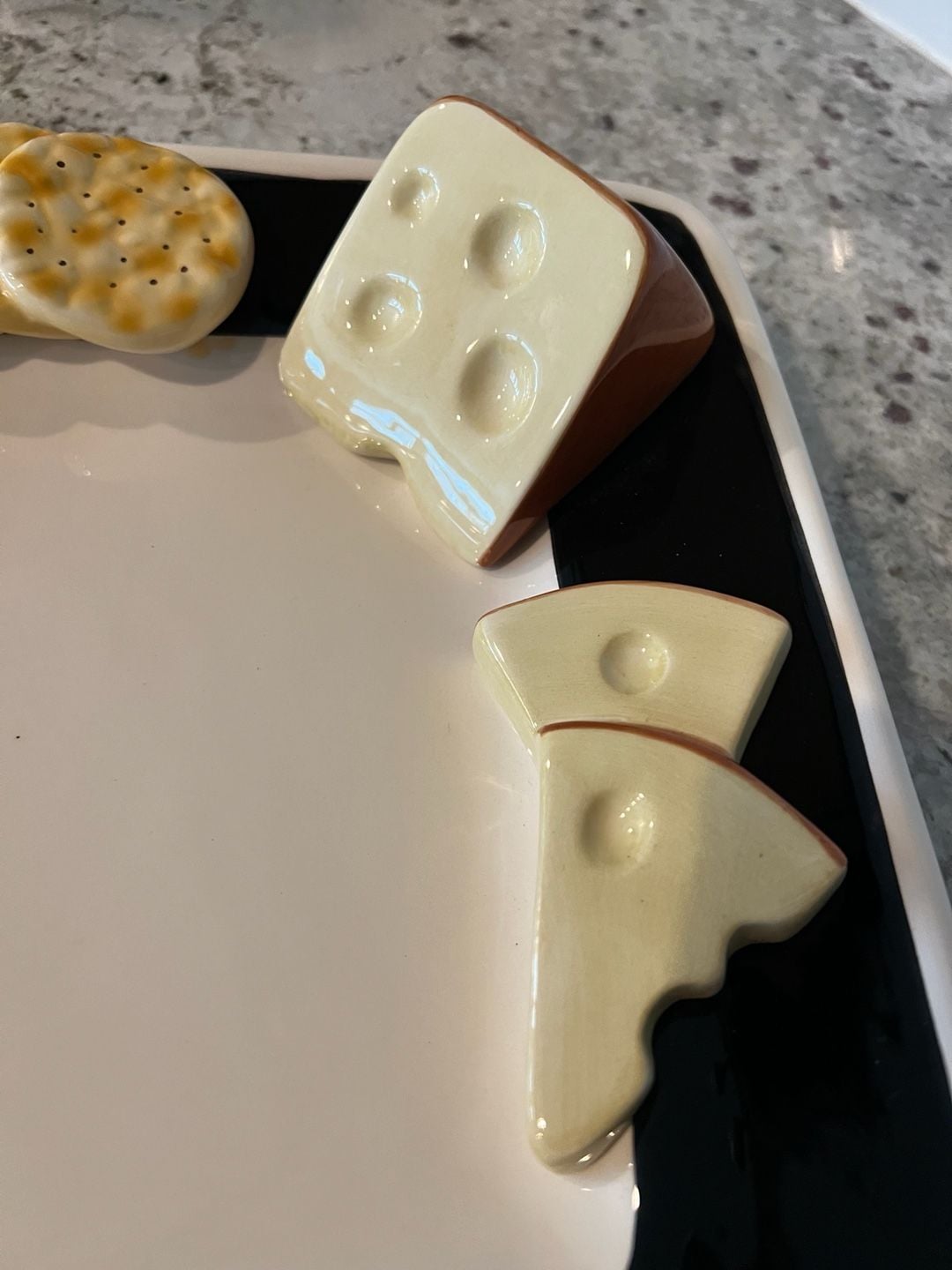 Vintage Swoozie's Cheese And Crackers Ceramic Appetizer Serving Platter 2