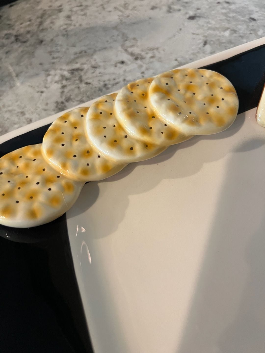 Vintage Swoozie's Cheese And Crackers Ceramic Appetizer Serving Platter 3