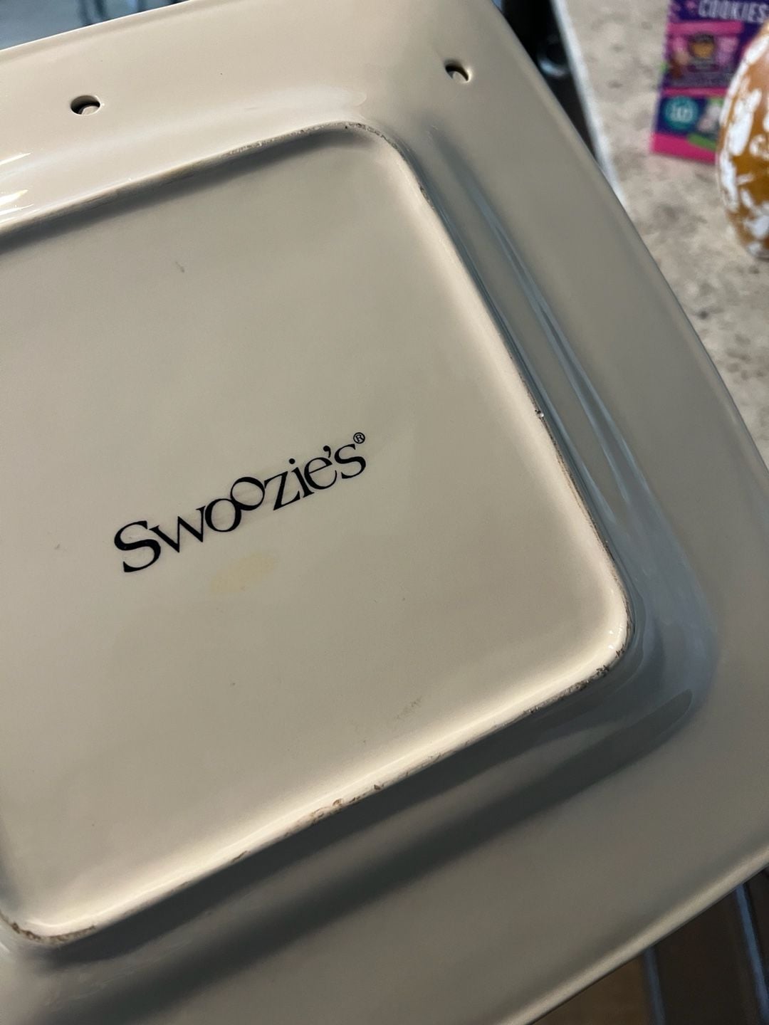Vintage Swoozie's Cheese And Crackers Ceramic Appetizer Serving Platter 4