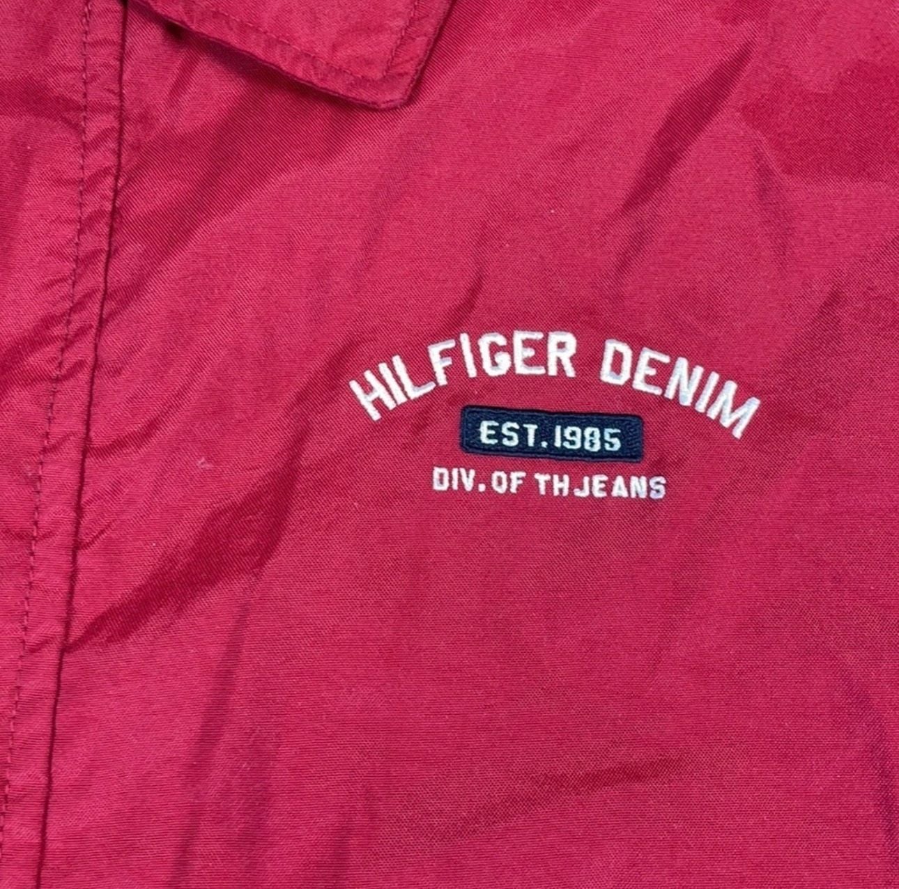 Tommy Jeans Hilfiger Denim Red Jacket Embroidered Jacket Size M 3