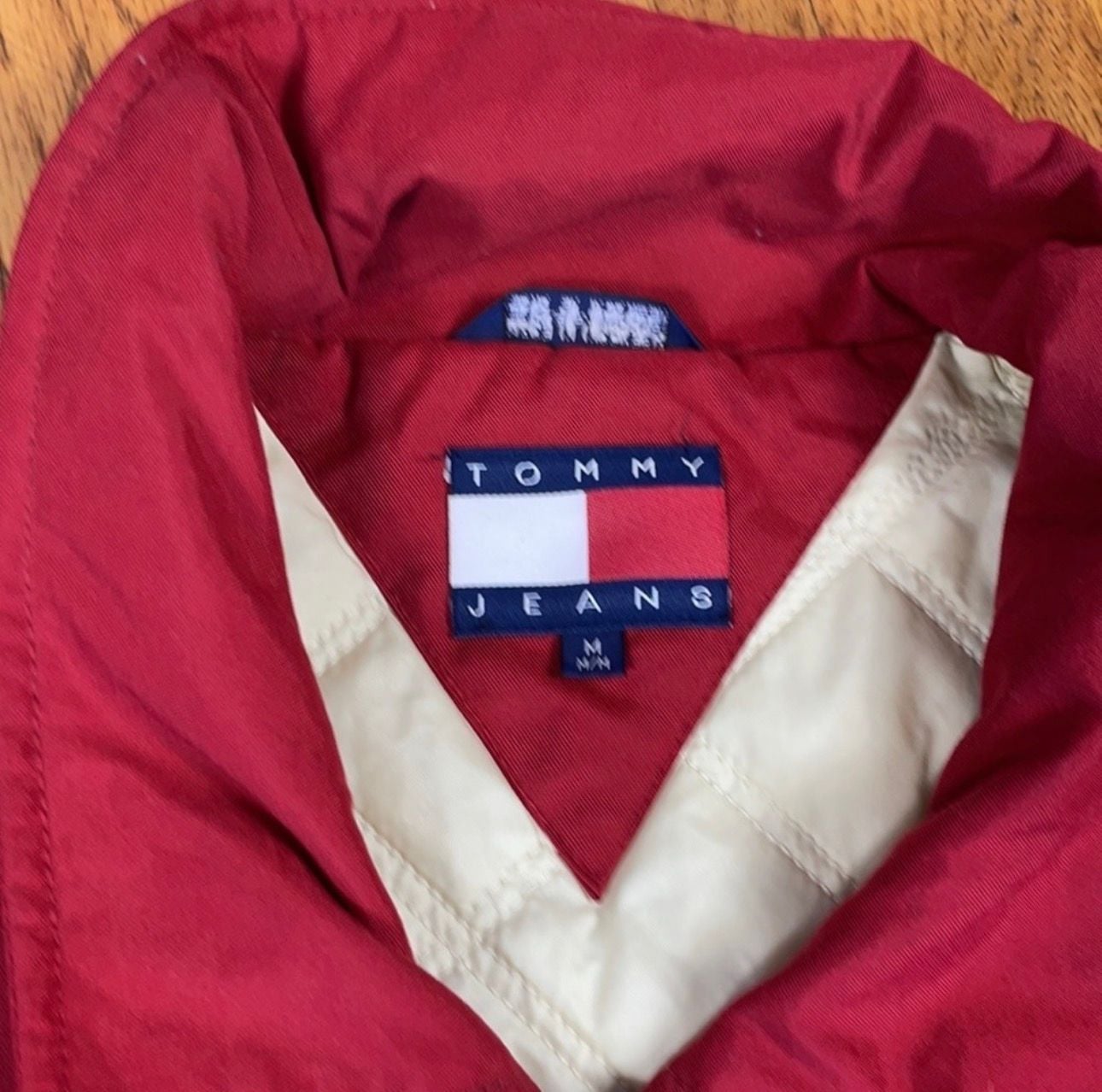 Tommy Jeans Hilfiger Denim Red Jacket Embroidered Jacket Size M 4