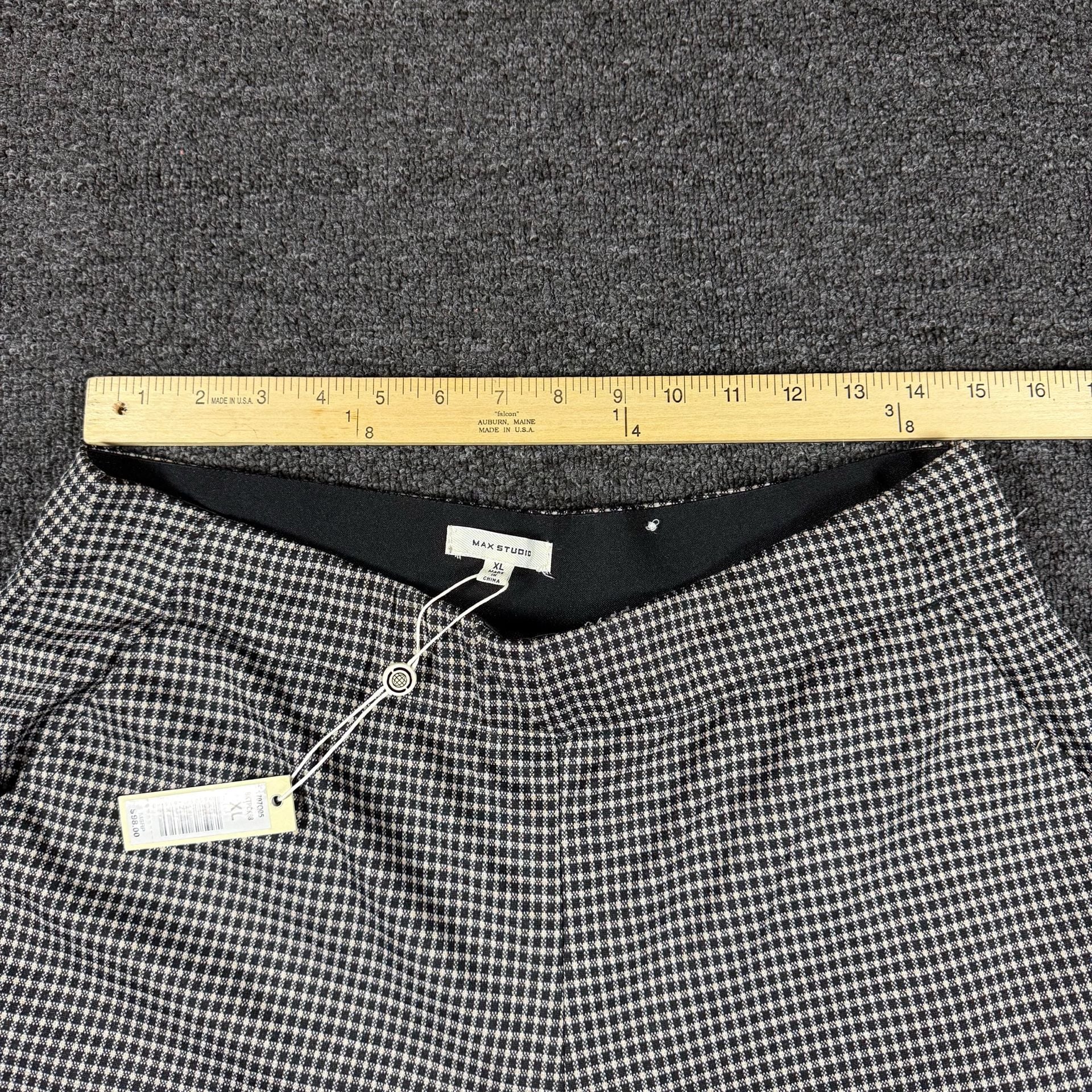 Max Studio Houndstooth Flare Pants Size XL Black White Trouser 7