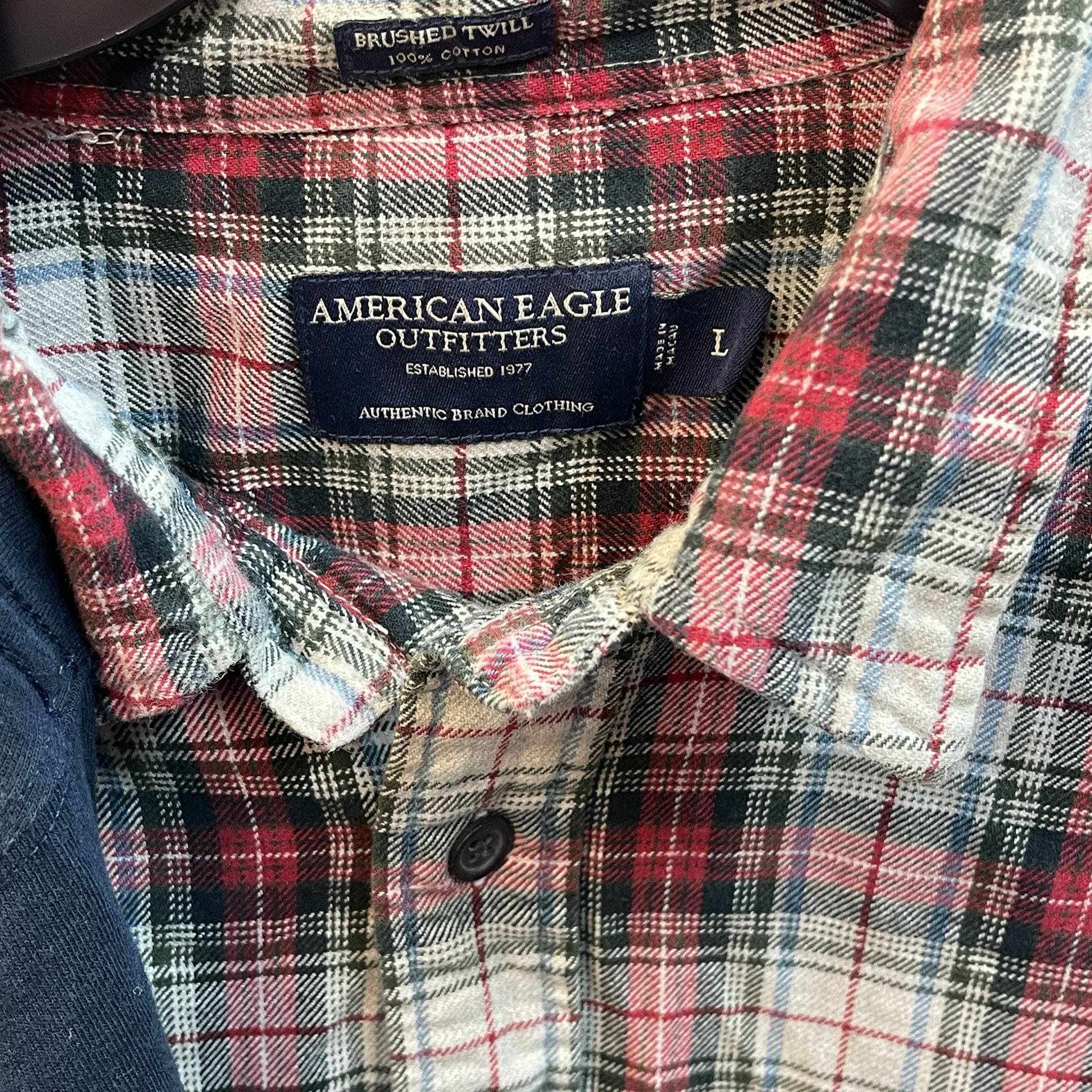 Carhartt Long Sleeve Logo T-Shirt Size L Navy Original Fit Vintage American Eagle Plaid 8