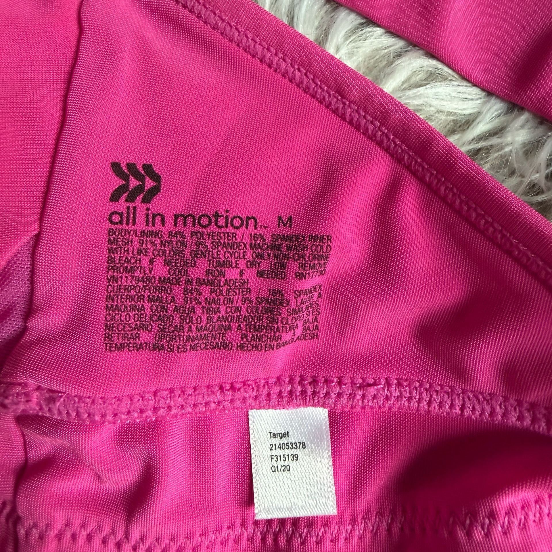 All In Motion Strappy Sports Bra Size M Pink 4
