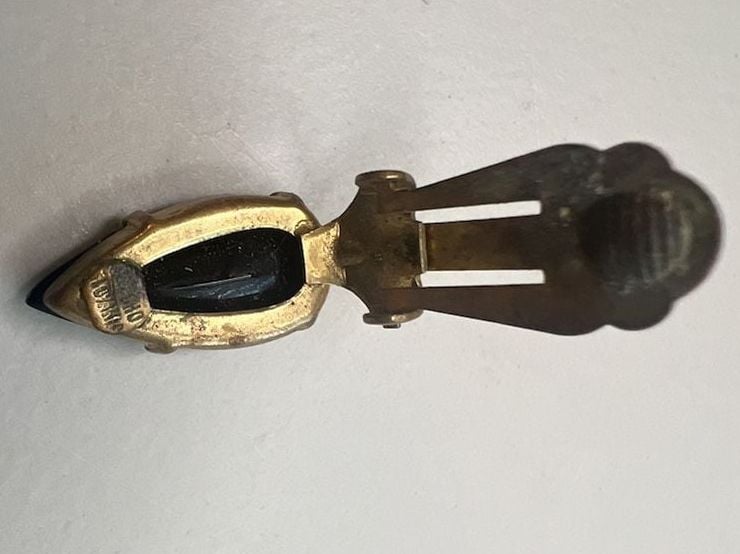 Czechoslovakia Gold Plated Black Onyx Teardrop Clip Earrings 5