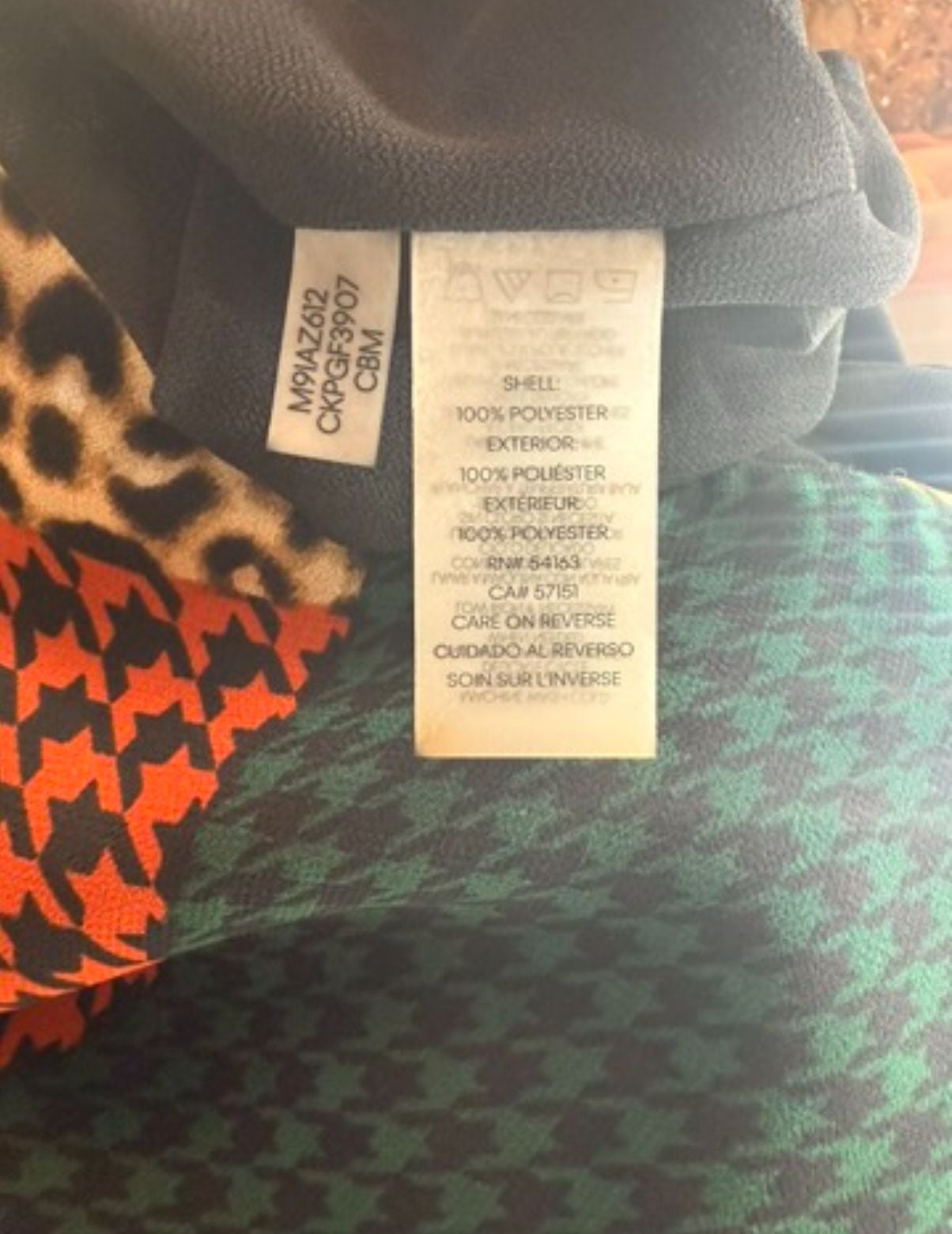 Calvin Klein Blouse Size L Multicolor Patchwork Houndstooth Floral 9