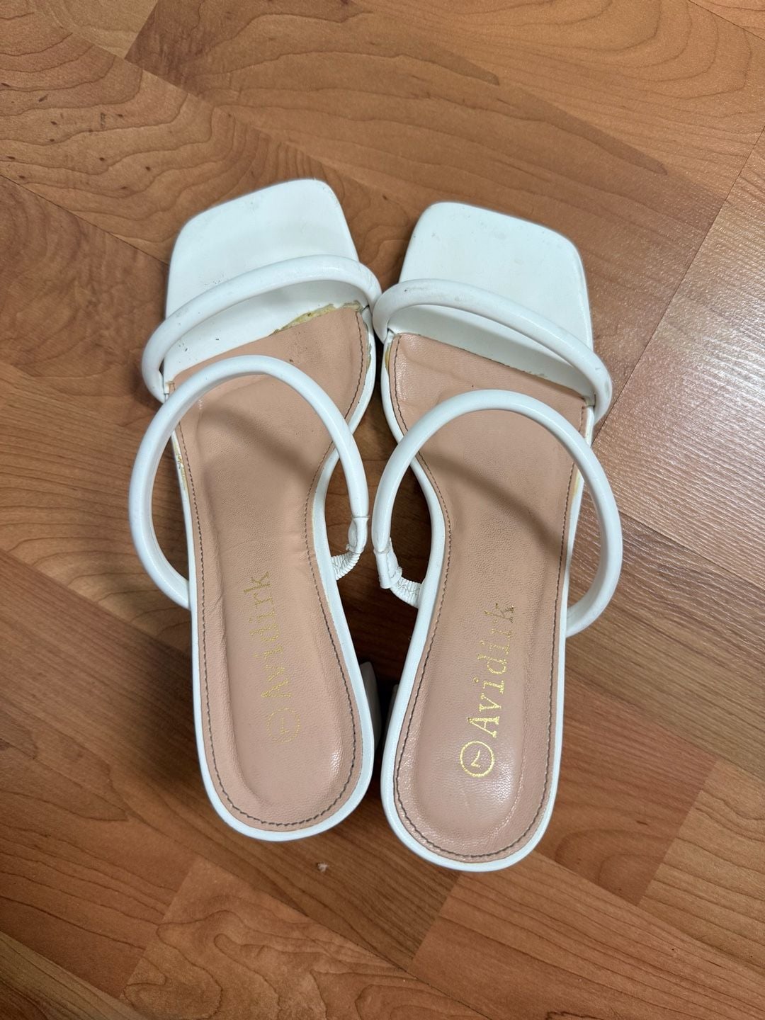 Avidlove Heeled Sandals Size 7 White Strappy Square Toe 2