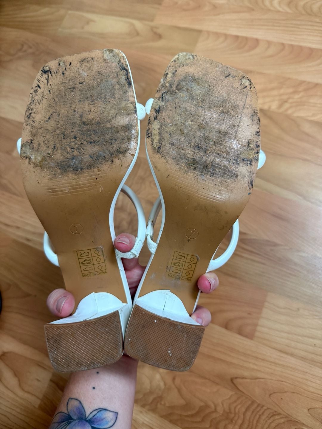 Avidlove Heeled Sandals Size 7 White Strappy Square Toe 5