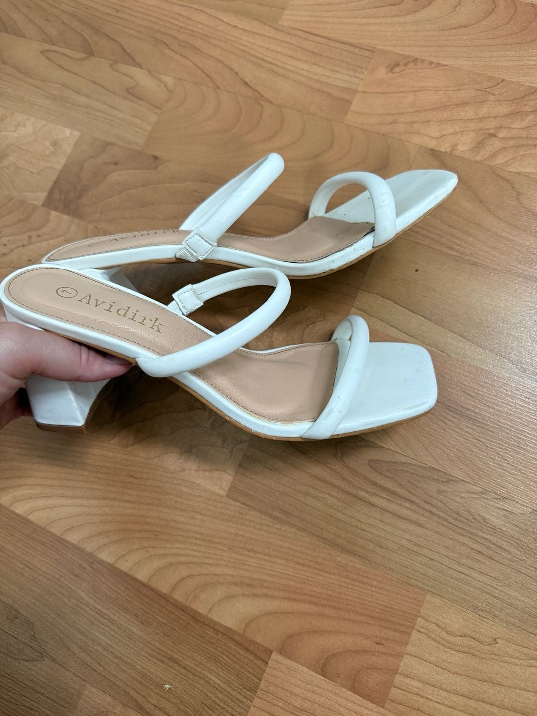 Avidlove Heeled Sandals Size 7 White Strappy Square Toe 6