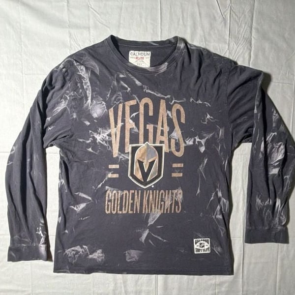 Calhoun Vegas Golden Knights Long Sleeve Shirt Size XL Black Tie Dye NHL