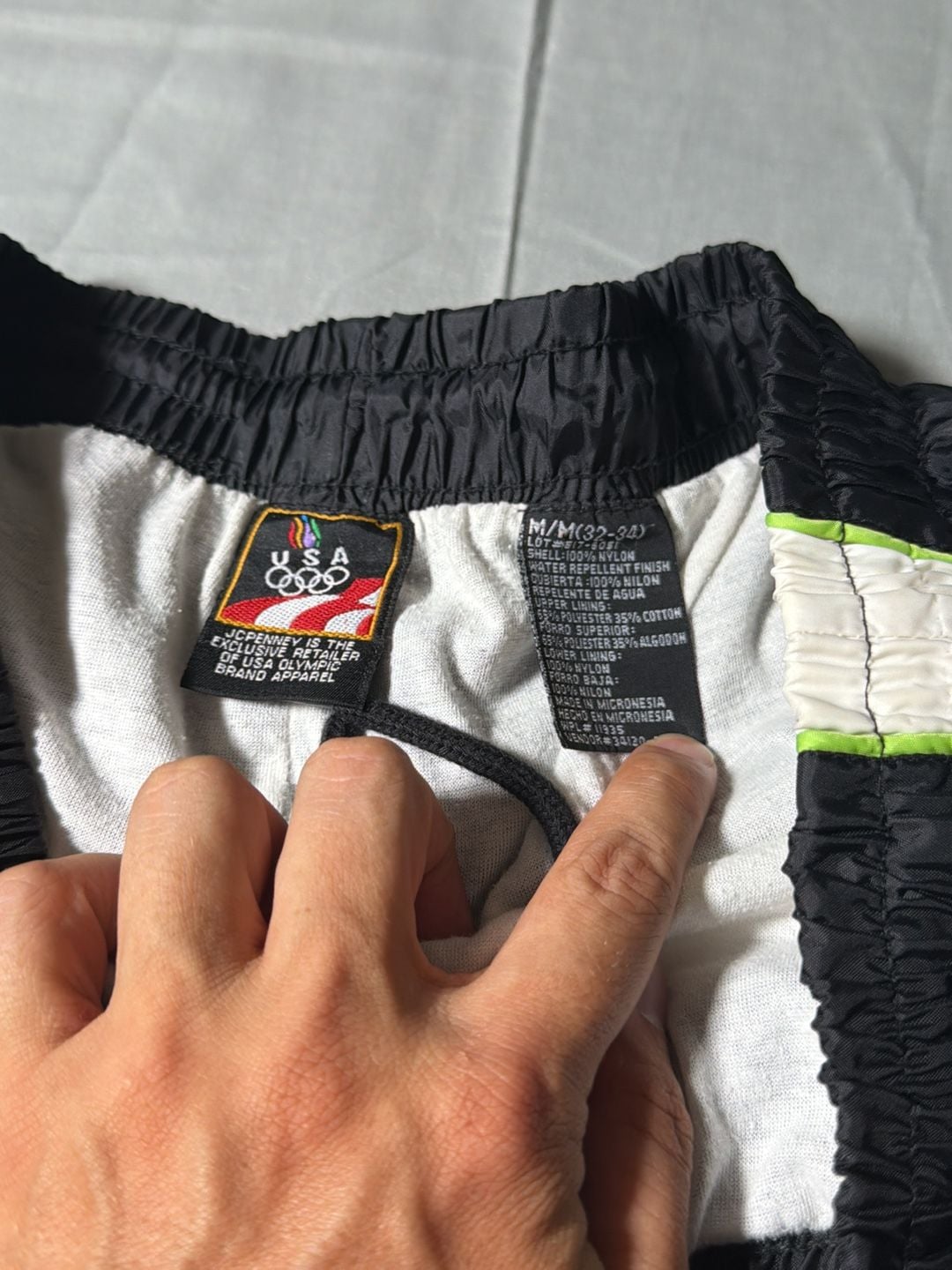 USA Olympic Brand Track Pants Size M/M(32-34) Black Nylon Windbreaker 5