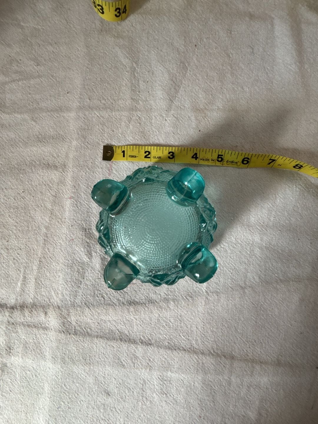 Jeannette Glass Vintage Aqua Blue Footed Grape Bowl Candy Dish 2